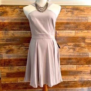 LULUS GRAY SKATER HALTER DRESS